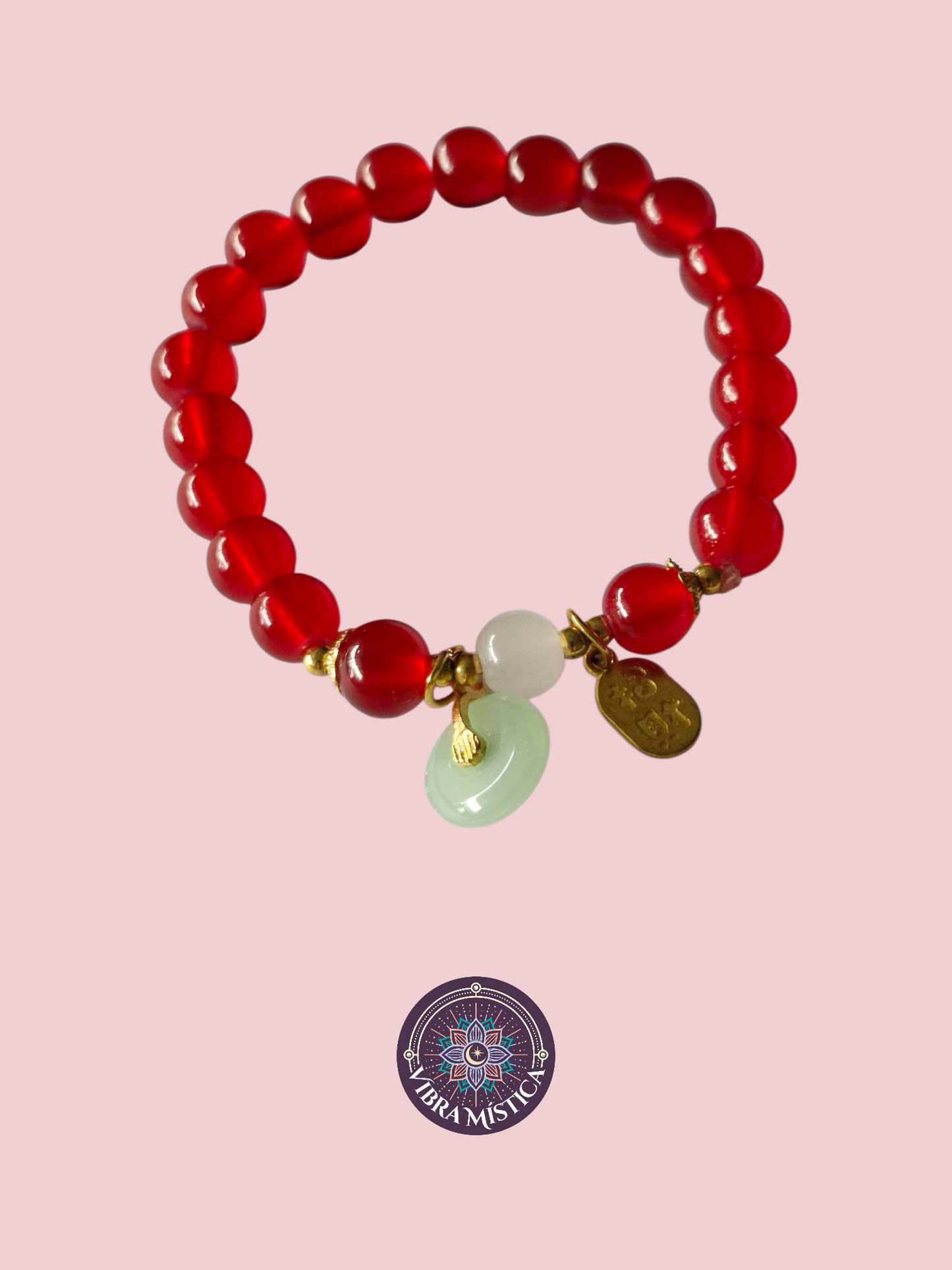 Pulsera roja y jade