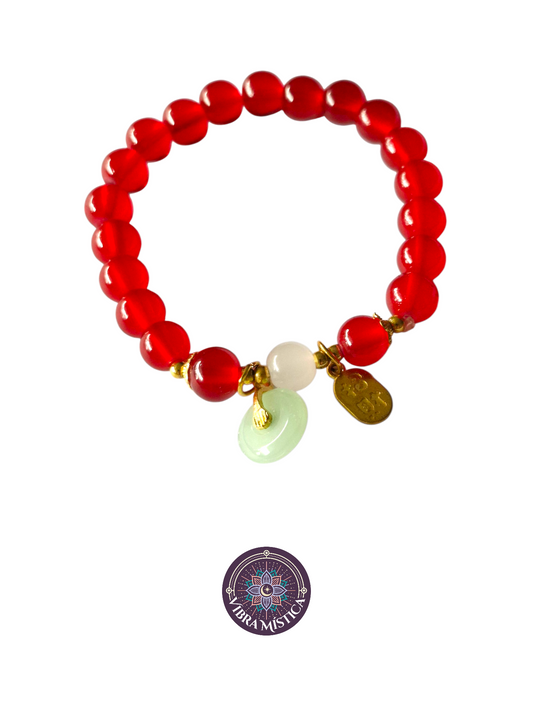 Pulsera roja y jade
