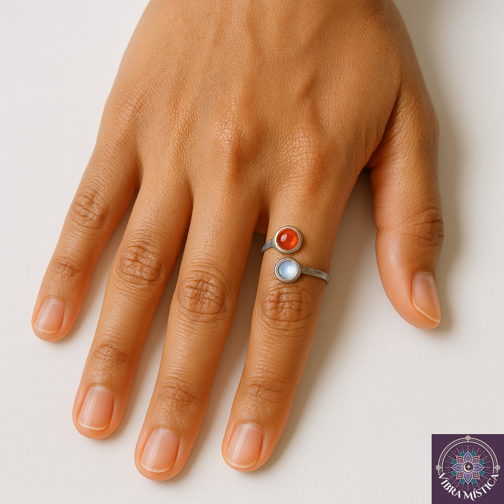 Anillo de ópalo para intuición y ágata roja para estabilidad emocional