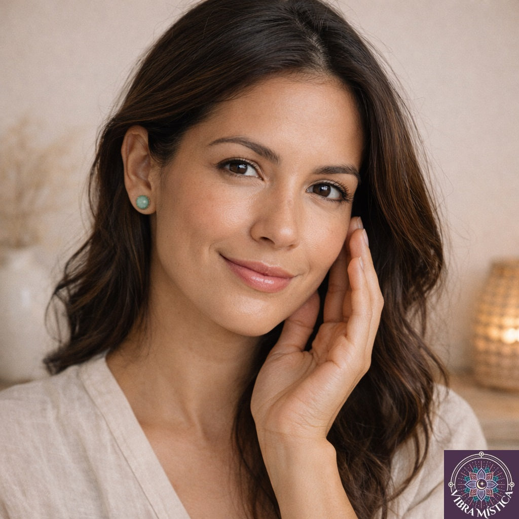 Par de aretes de aventurina verde - joyería energética bohemia Vibra Mística