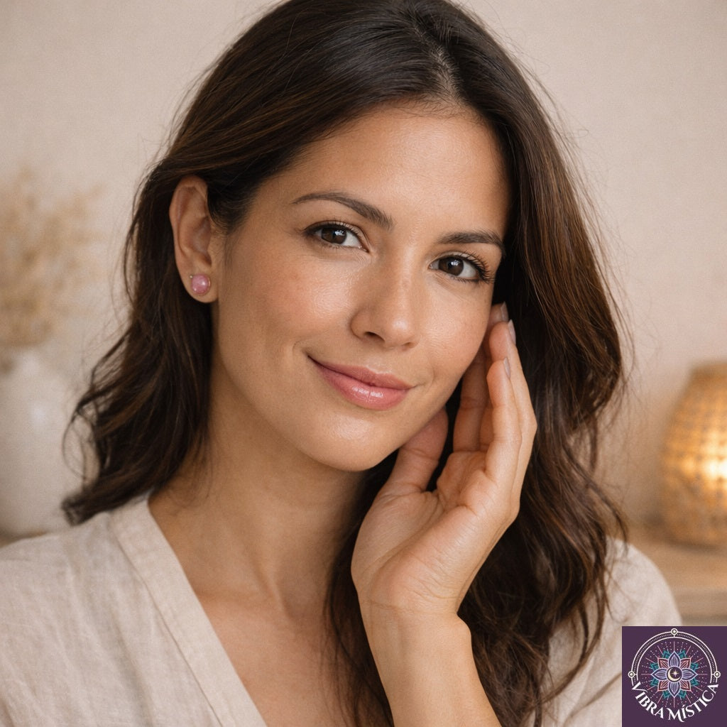 Par de aretes de rodocrosita - joyería energética bohemia Vibra Mística