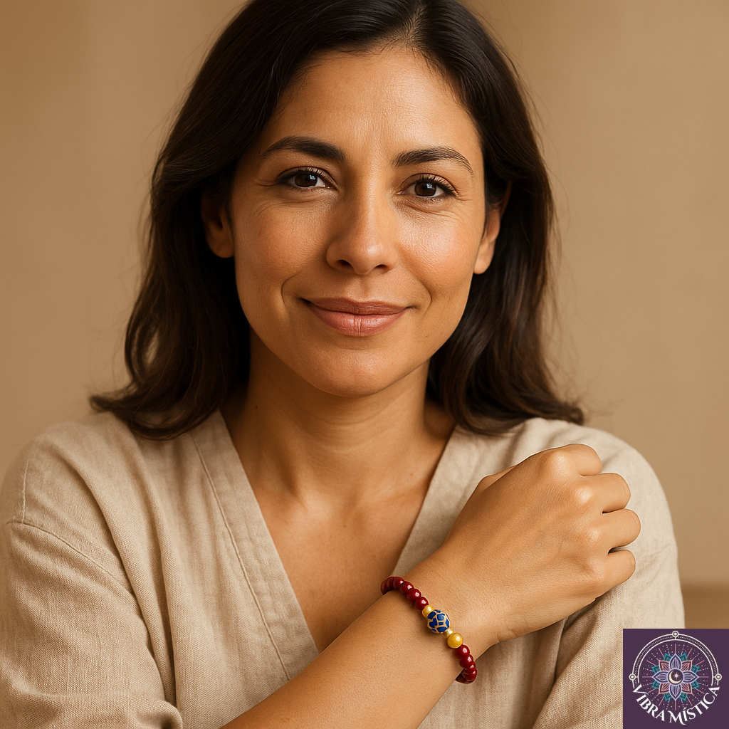 Pulsera espiritual flor de loto roja para protección y energía vital