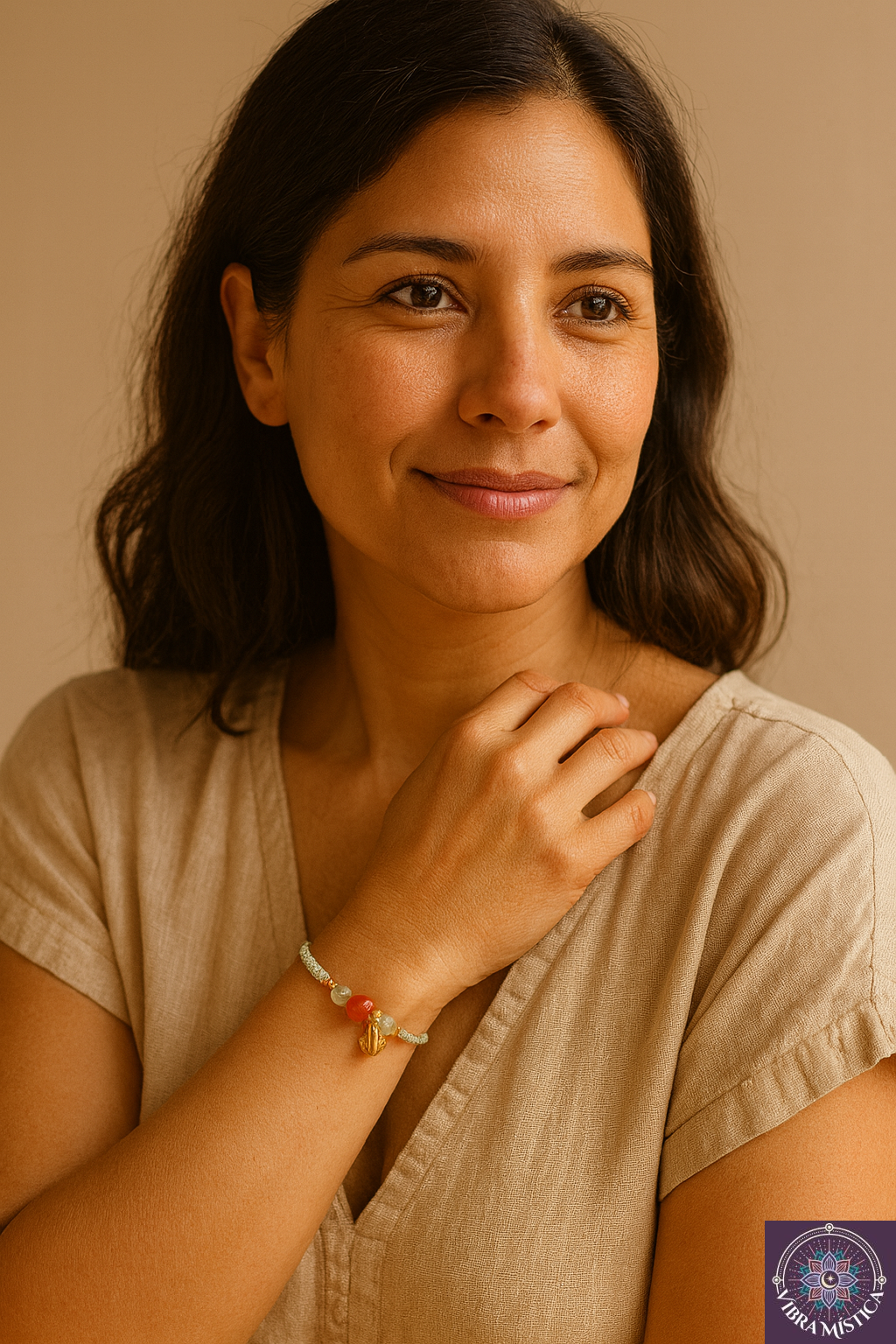 Pulsera espiritual flor de loto verde para equilibrio emocional y creatividad